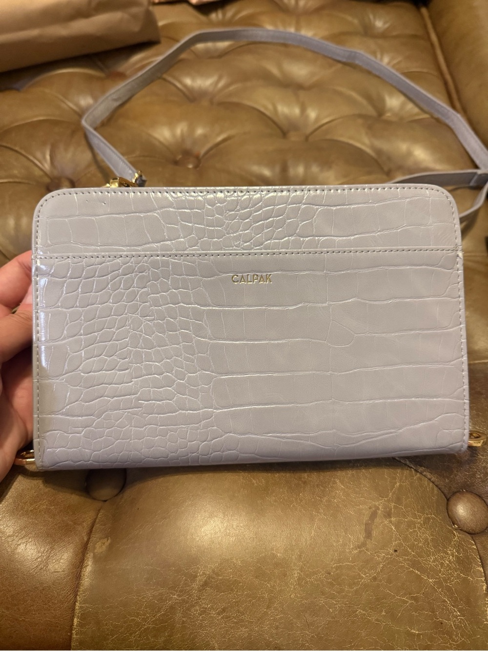 Calpak Iris Croc Travel Wallet Passport Convertible Crossbody